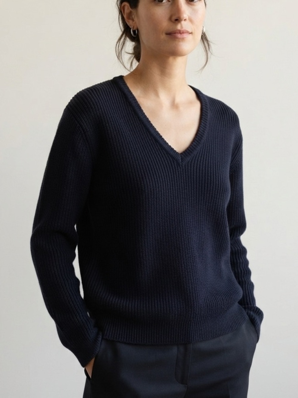 Saint James Sz L Vintage Made In France Navy Knit Minimalist Fisherman Sweater